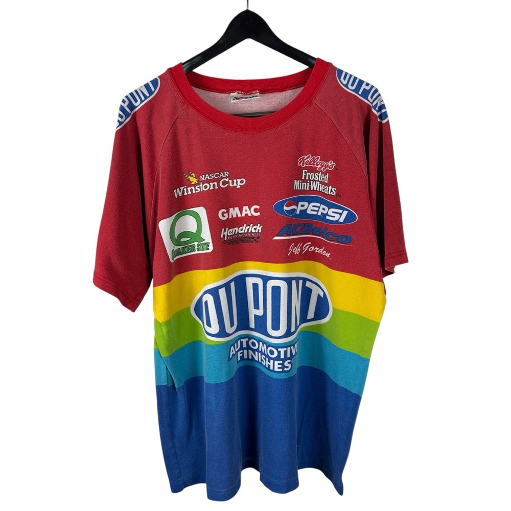 Vintage 90s Jeff Gordon NASCAR Rainbow Race Promo Graphic Shirt Size XL